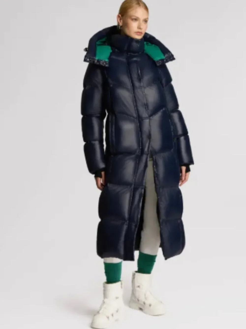 NEW Alpenhaus Meribel Quilted Maxi Puffer Coat XS Removable Hood Midnight Navy - Picture 1 of 10